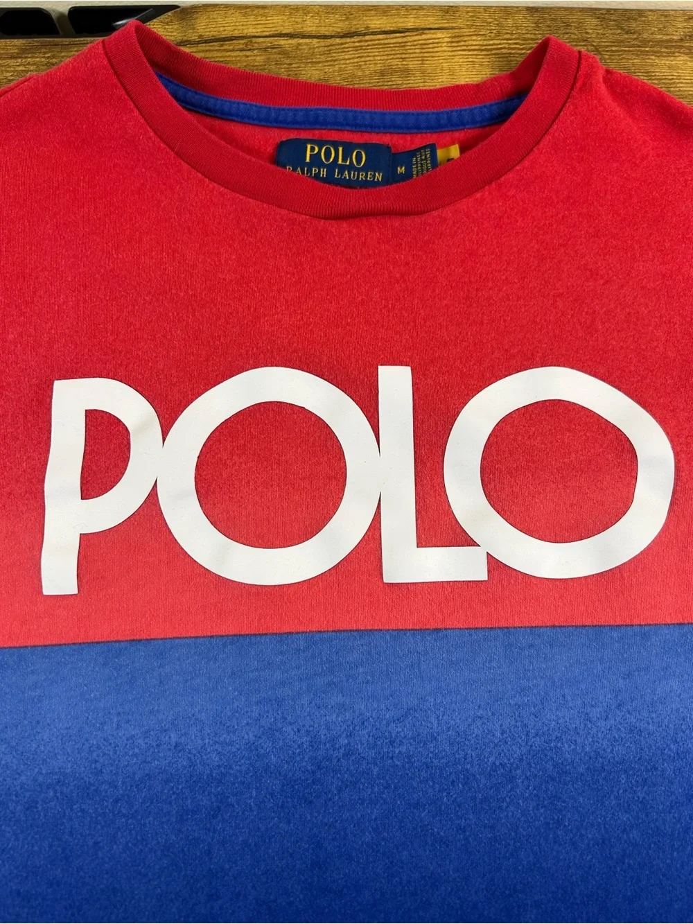 POLO RALPH LAUREN Ombré Logo T Shirt Red Blue Green Men’s M Classic Fit Retro